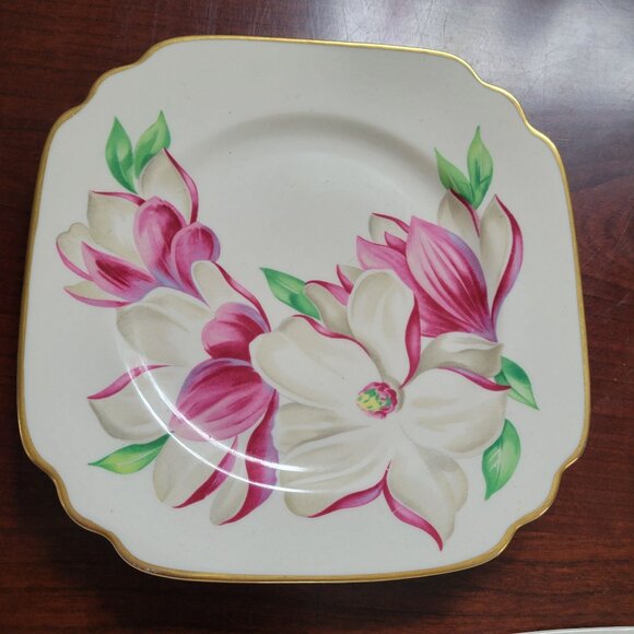 Vintage Syracuse China Floral Plates Square With Gold Trim Peony & Camellia Desi - Picture 6 of 8